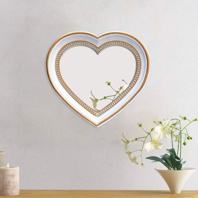 Decorative Heart Shape Golden Wall Mirror For Living Room hollywood makeup mirror frame house decoration