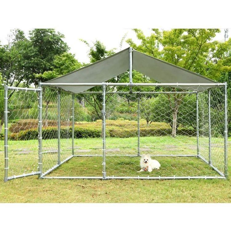 Outdoor large metal dog kennel animal cage cover for run outdoor house protective door removeable training pet behavior hot sell