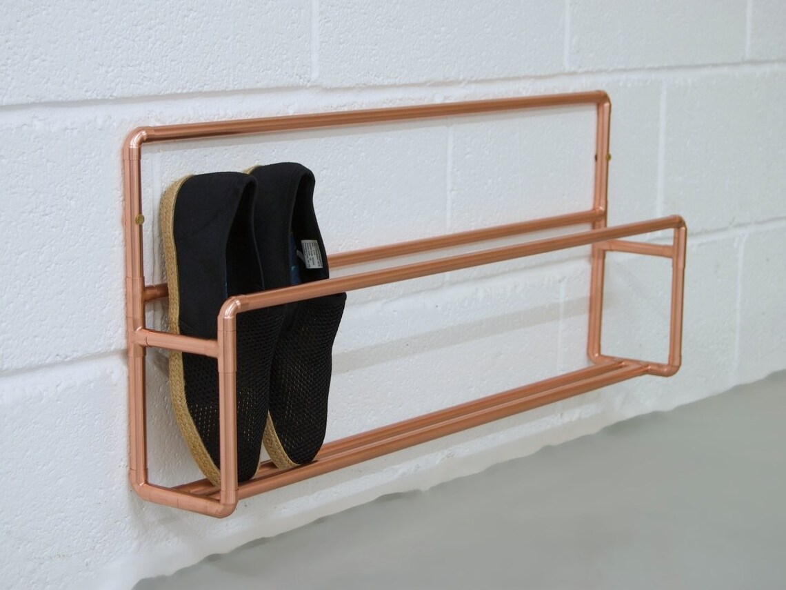 Wall Mounted Copper Shoe Rack Wall Shoe Storage Depth Industrial Shoe Rack Storage Box Rack Hallway metal wall mounted