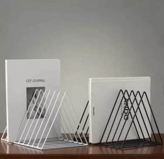 Metal Triangle Books Shelf Usage Office Desktop Tabletop Home Room Hotel Restaurant Made in India Book Holder Holding Modern