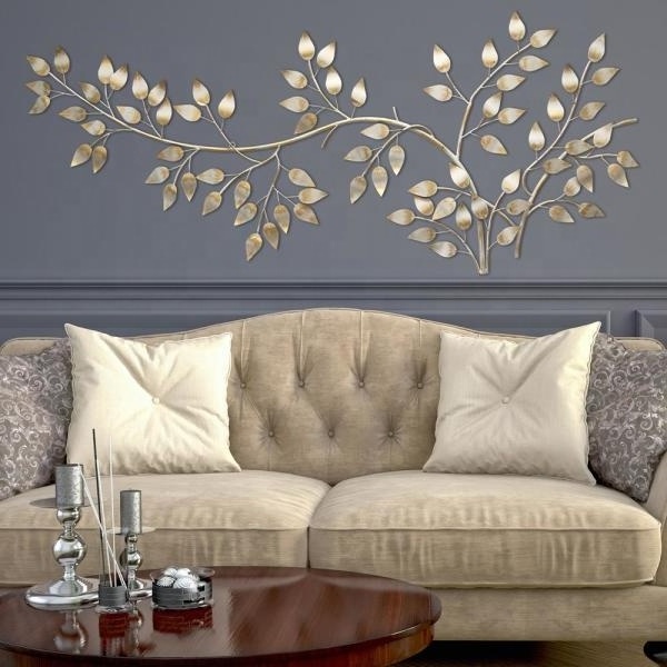 Beautiful Gold Flowing Leaves Wall Decor For Bedroom Hotel Room Hanging Wall Art Living Room Wall Home Decoration Made In India