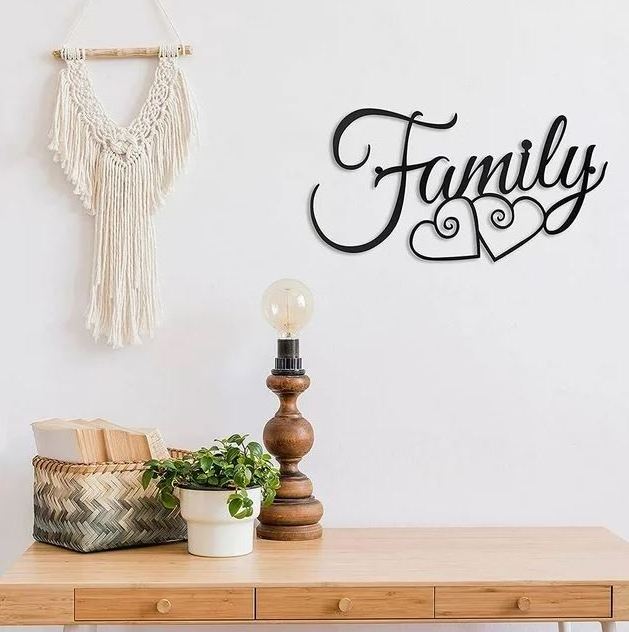 Family wall sign metal hanging art decor for home hotel restaurant office living room wall hanging arts house warming decorative