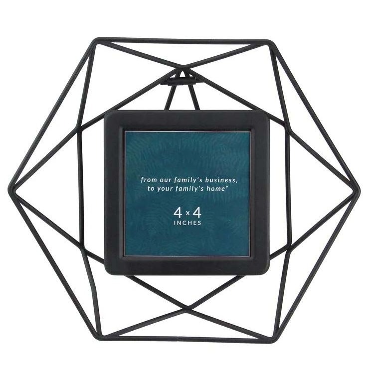 Hexagonal black metal photo frame wedding artwork photos craft drawing picture frame for home living room hotel desktop decor