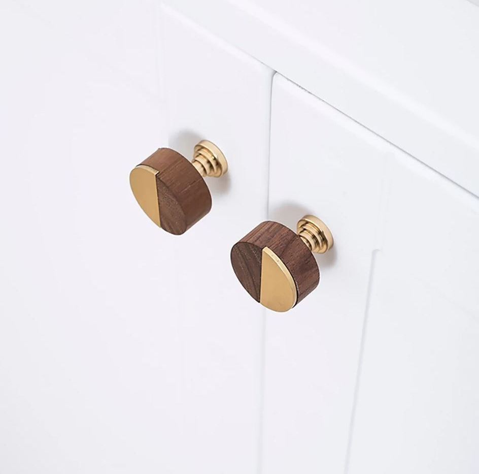 Luxury brass & wooden knob pull cabinet drawer for home dresser door cabinet furniture decorative kitchen wardrobe handle knobs