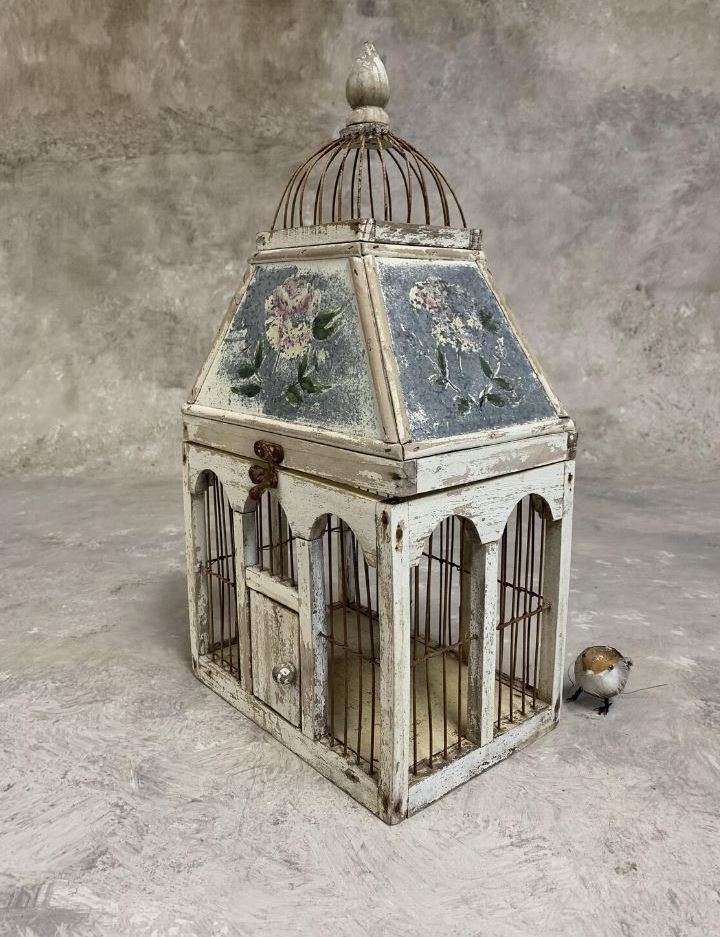 Large Wrought Iron Bird Cage Open Play Top Iron Bird Cage Decors Bird Small Wooden Cage hanging crane wire lantern candle