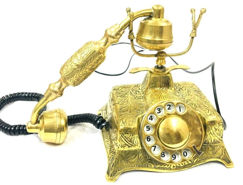 High quality brass telephone hot selling for office home decor living room antique interior dial phone retro tabletop decoration