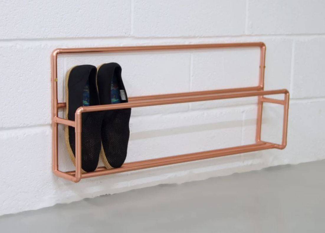 Wall Mounted Copper Shoe Rack Wall Shoe Storage Depth Industrial Shoe Rack Storage Box Rack Hallway metal wall mounted