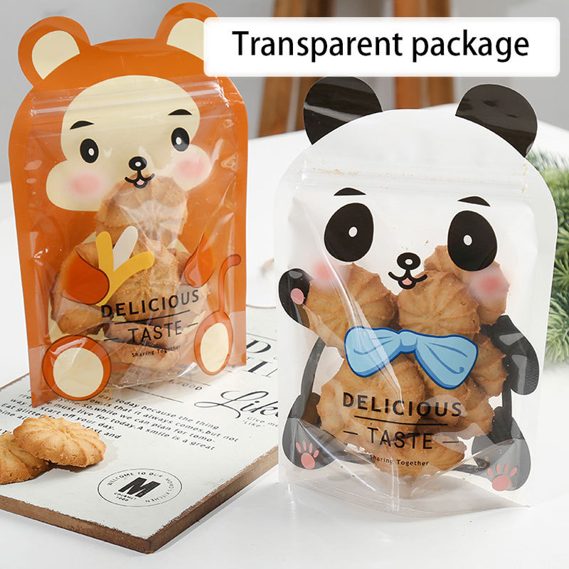 Transparent Package Stand Up Pouch PE Packaging Zip Lock Bag Doypack Mylar Storage Food Bags Cartoon Design Kids Gift Packaging