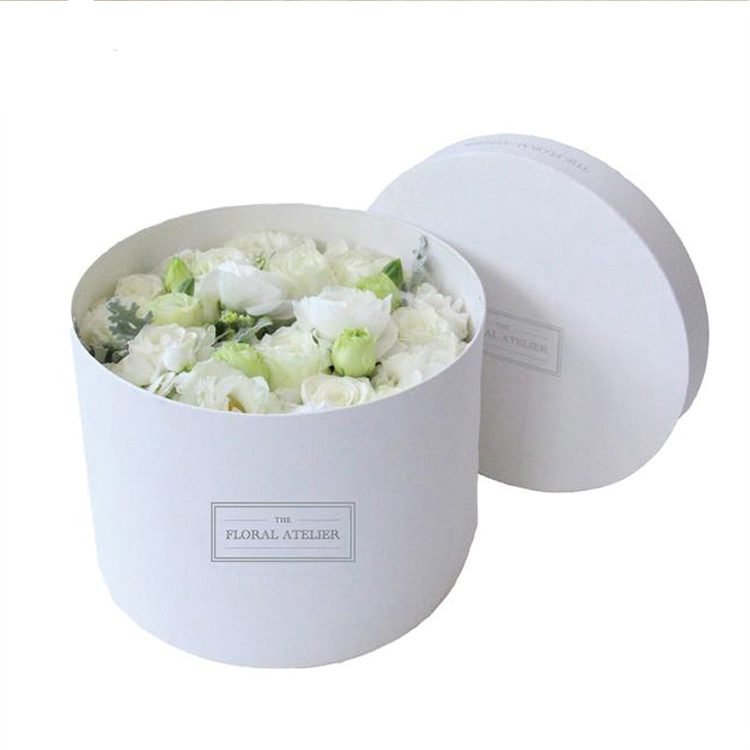 Paper flower gift box Luxury round cardboard flower boxes for bouquets rose flowers packaging