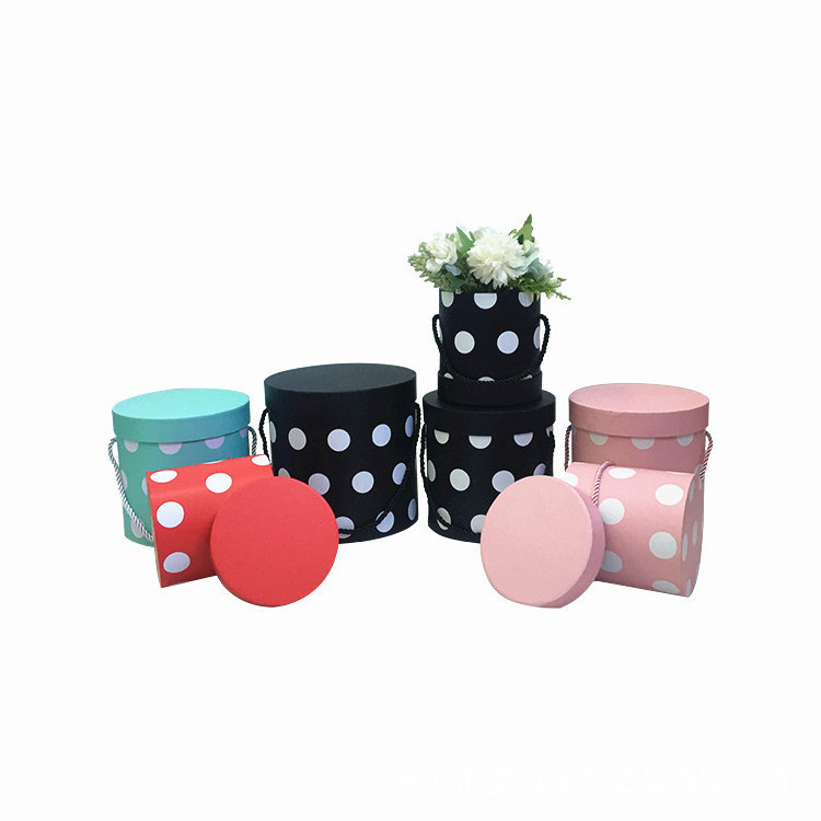 Polka Dot Round Flower Box Wholesale Eternal Preserved Rose Packaging Gift Box For Wedding Centerpieces Wedding Decorative Pres