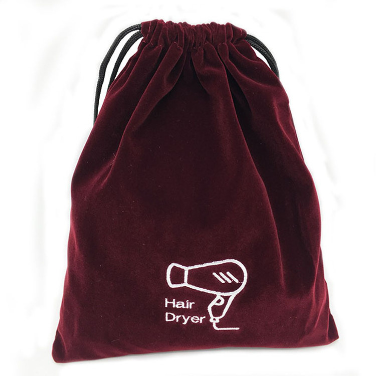 Custom Logo Velvet Pouches Velvet Bags For Hair Dryer