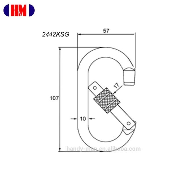 CE Certified Fall Arrest Manufacturers Screw Lock 25kN Galvanized Steel Oval Carabiner