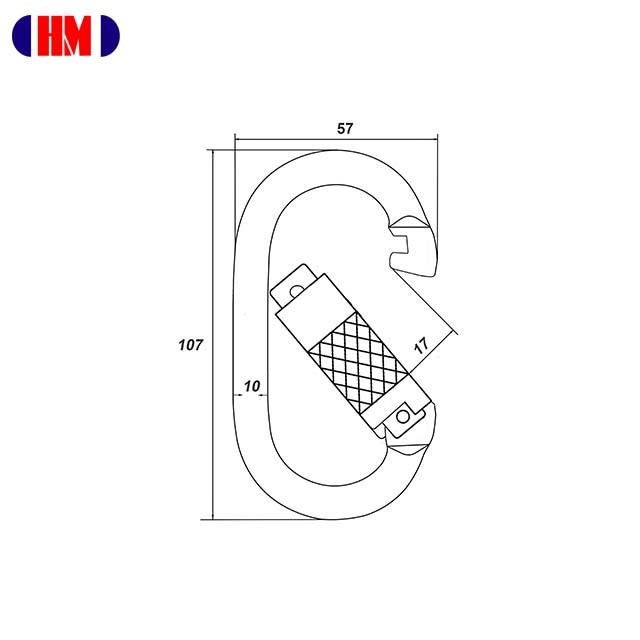 CE Certified Fall Arrest Manufacturers Screw Lock 25kN Galvanized Steel Oval Carabiner