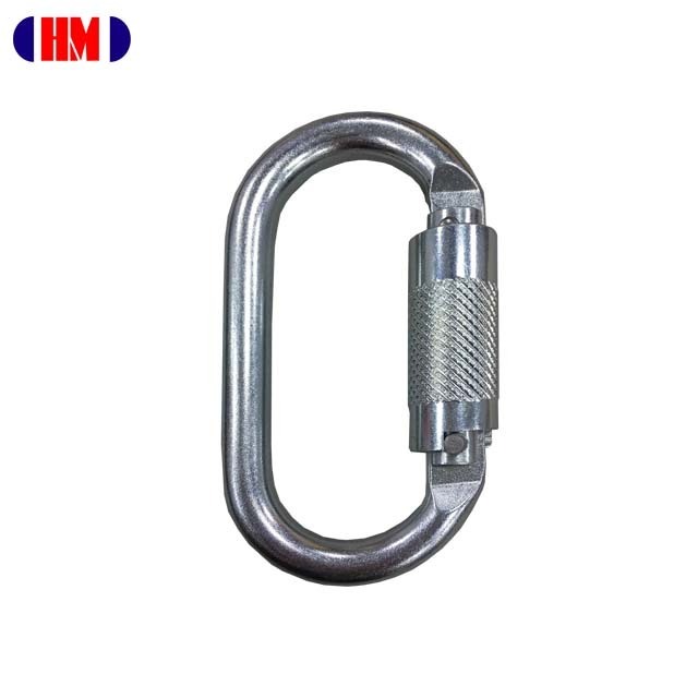 CE Certified Fall Arrest Manufacturers Screw Lock 25kN Galvanized Steel Oval Carabiner