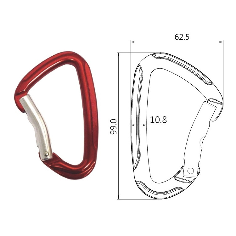 China factory seller Key Lock D Shaped Aluminum Carabiner Bent Gate