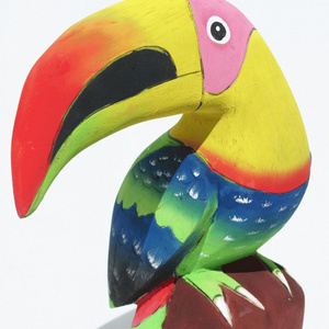 Colorful Toucan of Balsa Wood Carving, Wooden Sculpture Bird, Wood Carvings for Sale, Traditional Woodcarving of Ecuador