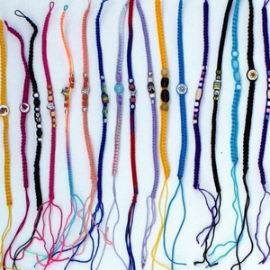 Thin Macrame Friendship Bracelets with Ceramic Beads, Artesanal Handmade Hippie Boho Woven Jewelry for Sale Peru