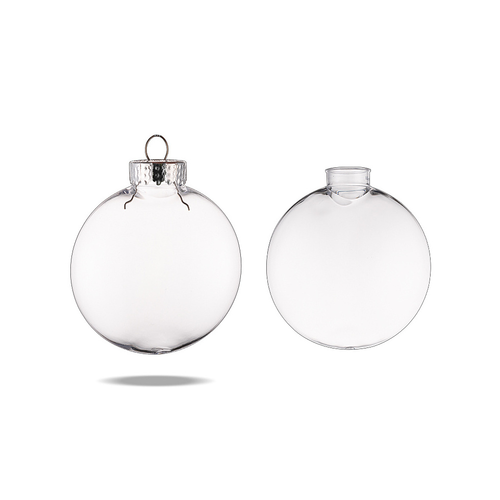 Indoor outdoor Plastic Christmas Ornaments Clear ornaments 100mm flat xmas ornaments plastic