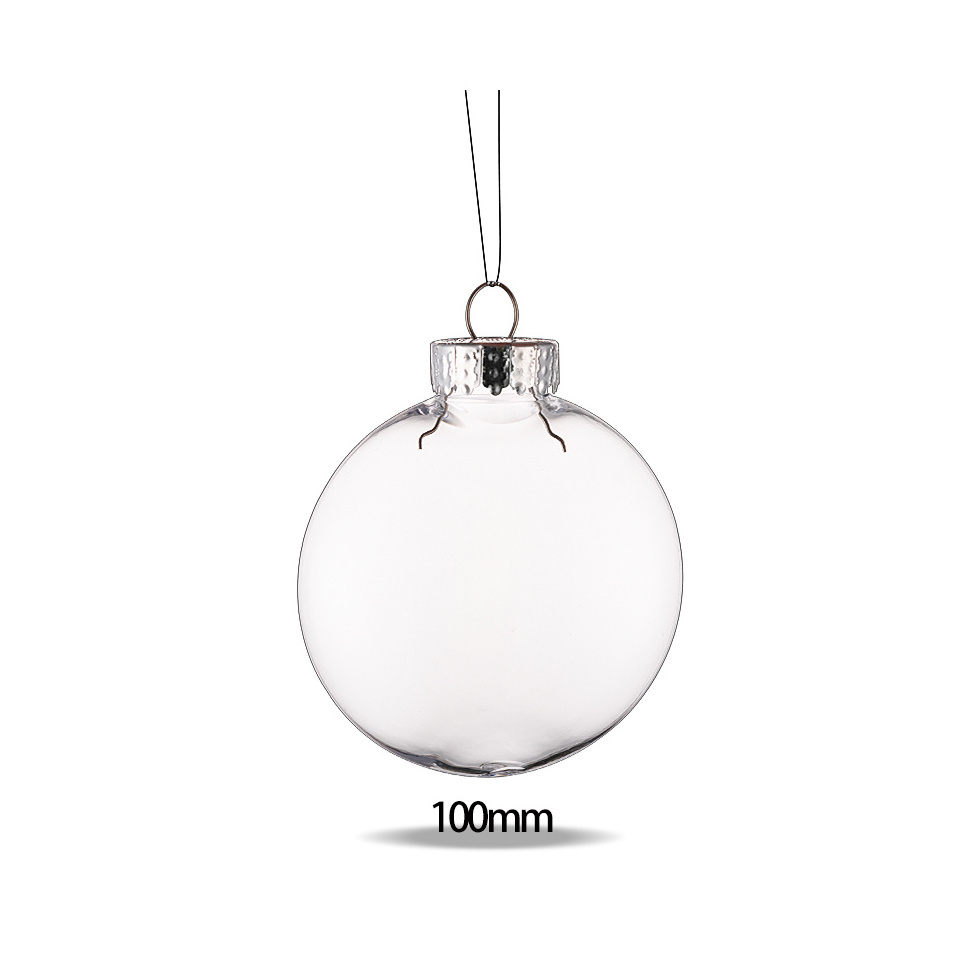 Indoor outdoor Plastic Christmas Ornaments Clear ornaments 100mm flat xmas ornaments plastic