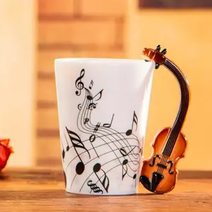 Magic Cartoon 3d Ceramic Music Cup Milk Cup Violin Music Coffee Cup Creative Mug