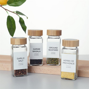 Glass Spice Jars With Bamboo Lid Salt Pepper Shakers Spice Organizer Kitchen Seasoning Containers Spice Jar Set