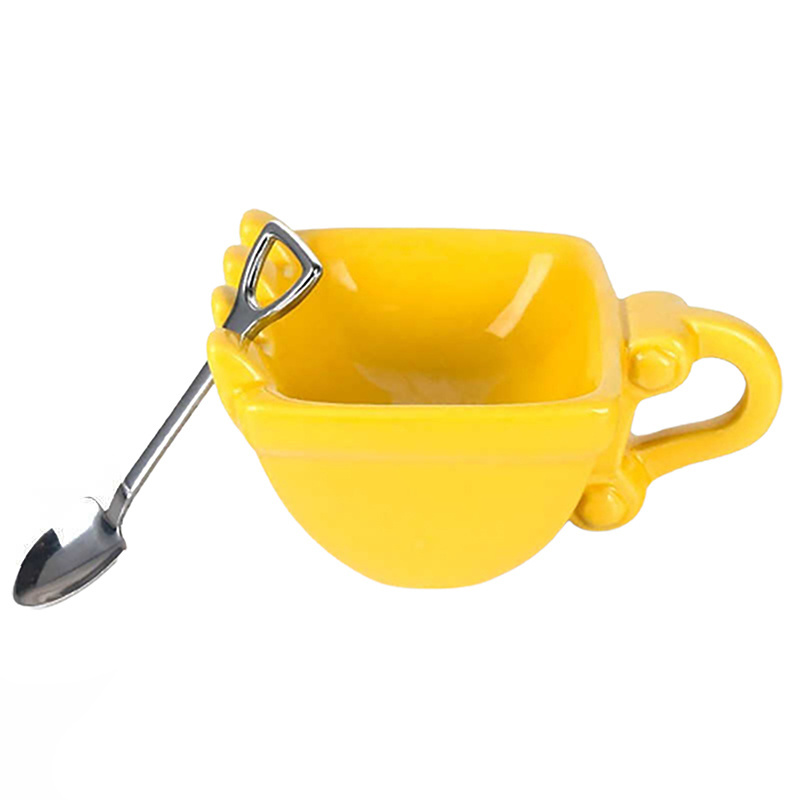 Excavator 3d Coffee Cup Excavator Model Design Coffee Cup With Stainless Steel Spade Scoop 340ml Novel Drink Cup