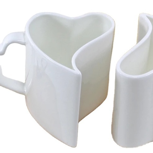 Valentine's Day Couple Mug Set Heart Shaped Ceramic Coffee Mugs Gift For Lovers