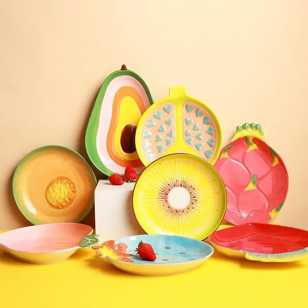 Creative Ceramic Plate Fruit Shape Peach Dish Snack Plate Decoration Dessert Plates For Home Tableware