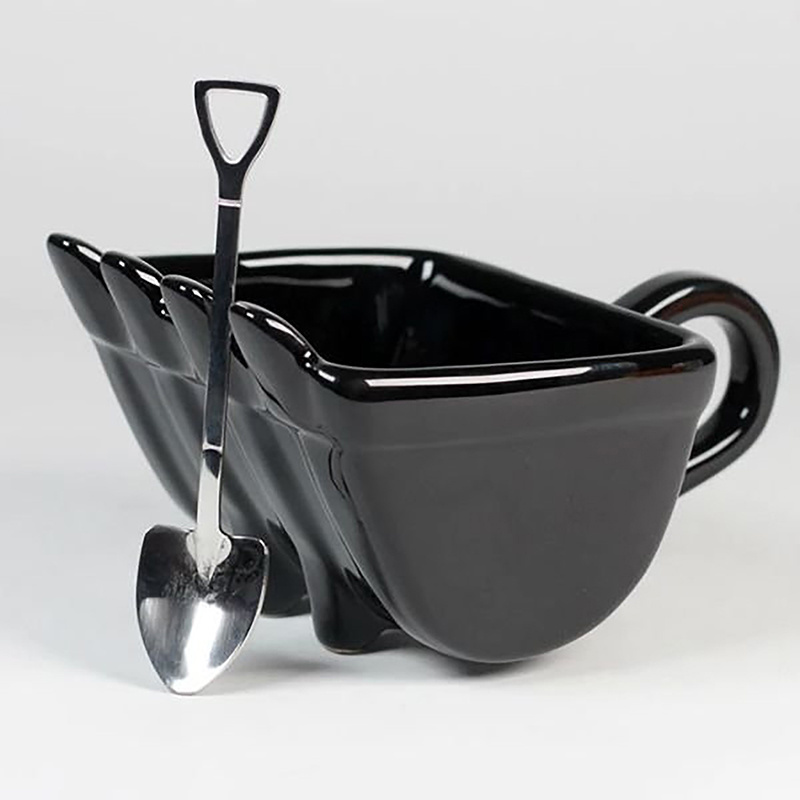 Excavator 3d Coffee Cup Excavator Model Design Coffee Cup With Stainless Steel Spade Scoop 340ml Novel Drink Cup