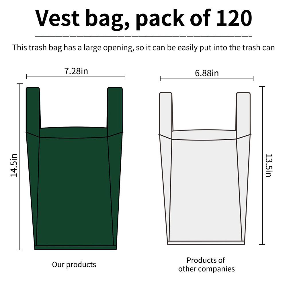 Degradable diaper bag durable dog poop bags hand-tie style pet trash bags T-shirt sty doggy bagsle