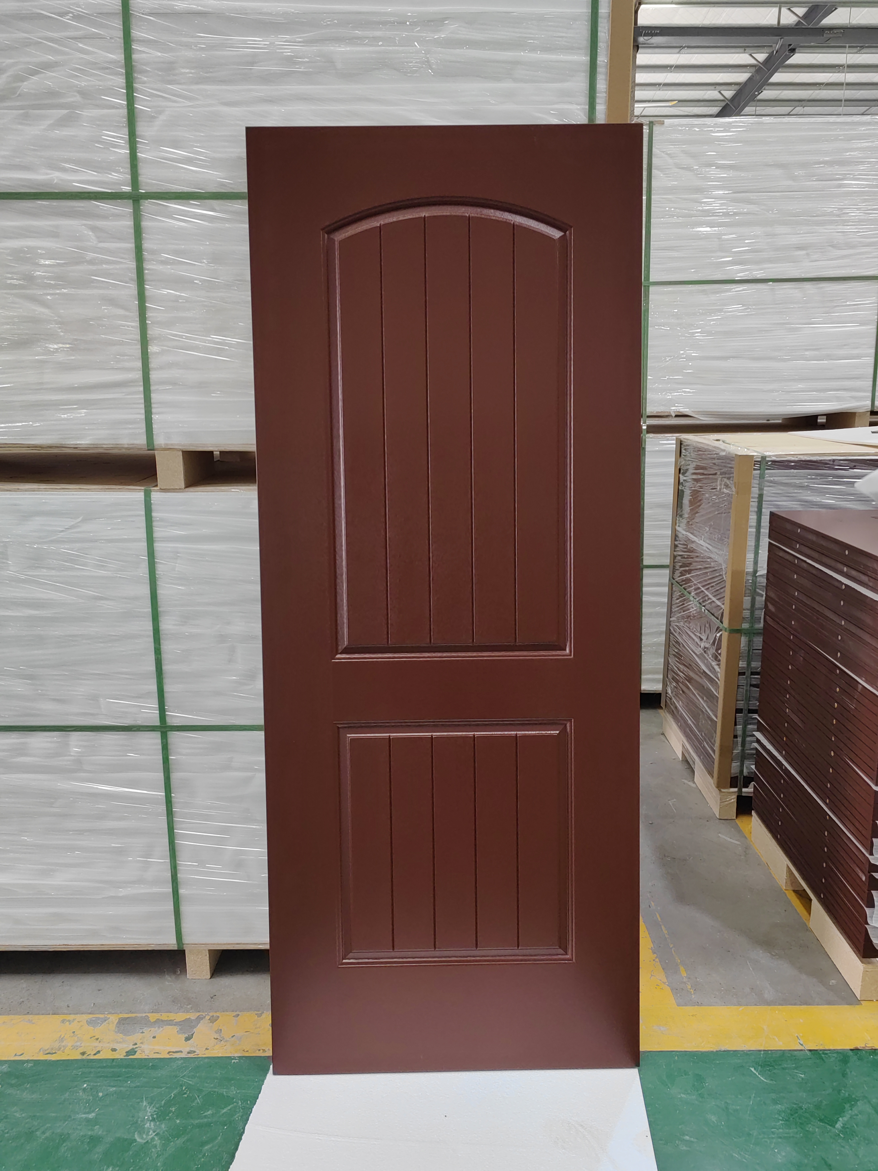 32 in. x 80 in. 2 Panel Cheyenne Smooth Camber Top Plank Solid Core Primed Composite exterior Door Slab