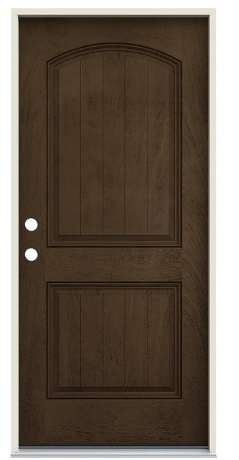 32 in. x 80 in. 2 Panel Cheyenne Smooth Camber Top Plank Solid Core Primed Composite exterior Door Slab