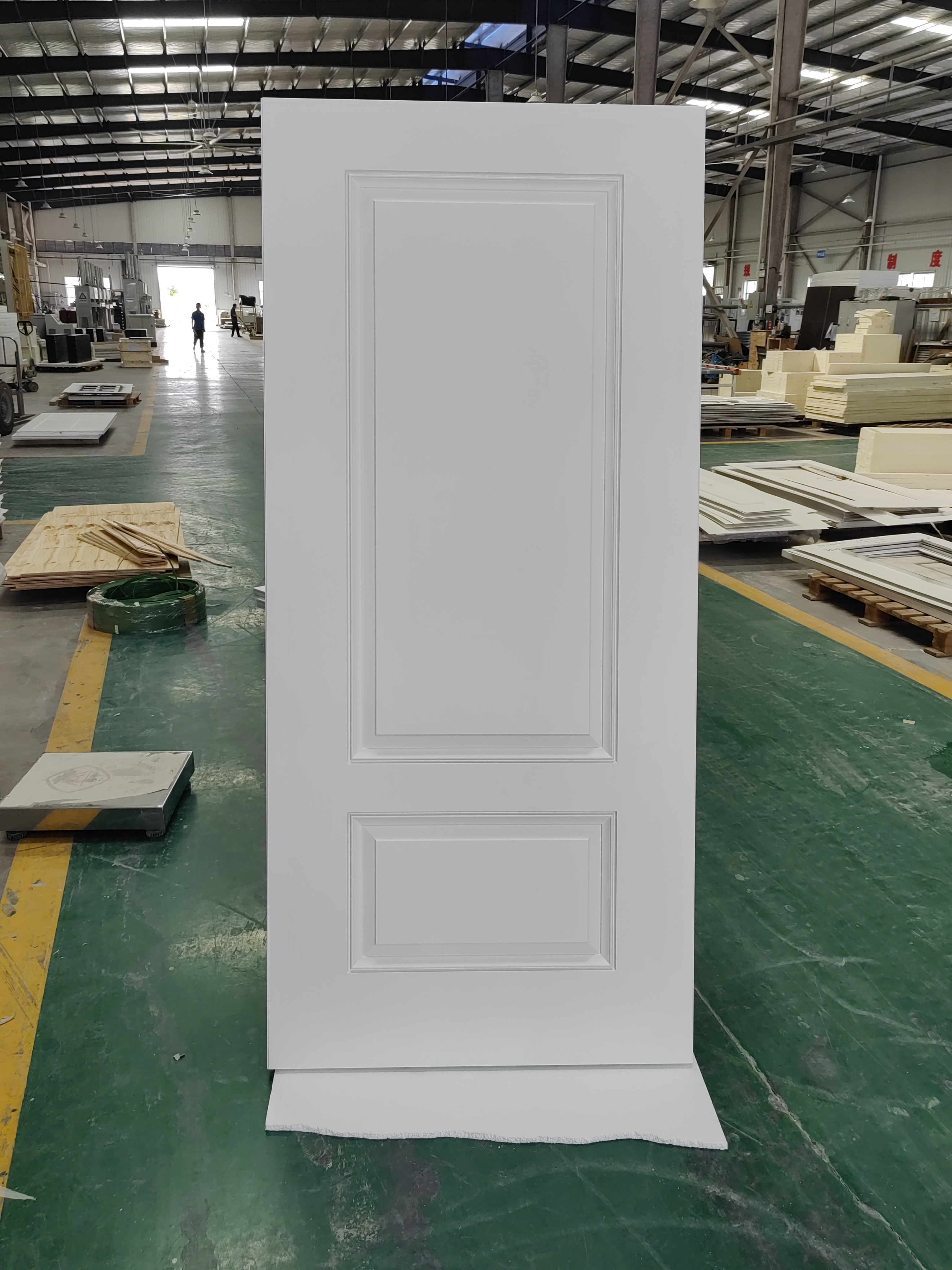 32 in. x 80 in. 2 Panel Cheyenne Smooth Camber Top Plank Solid Core Primed Composite exterior Door Slab