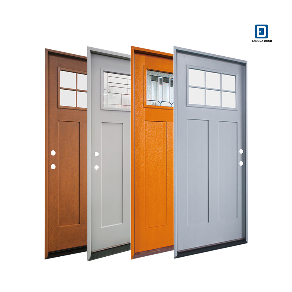 Hot sale modern houses fiberglass wood entry front doors