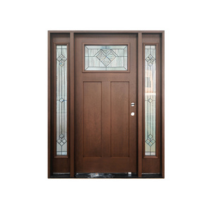 Mahogany texture stained CraftMan Fiberglass entry door exterior outdoor SMC door skin with decorative glass