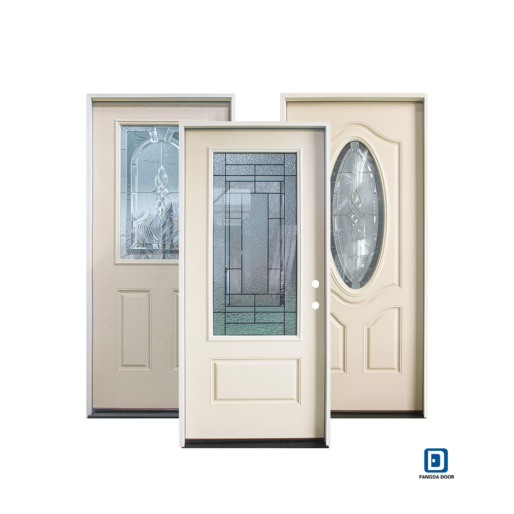 Hot sale modern houses fiberglass wood entry front doors