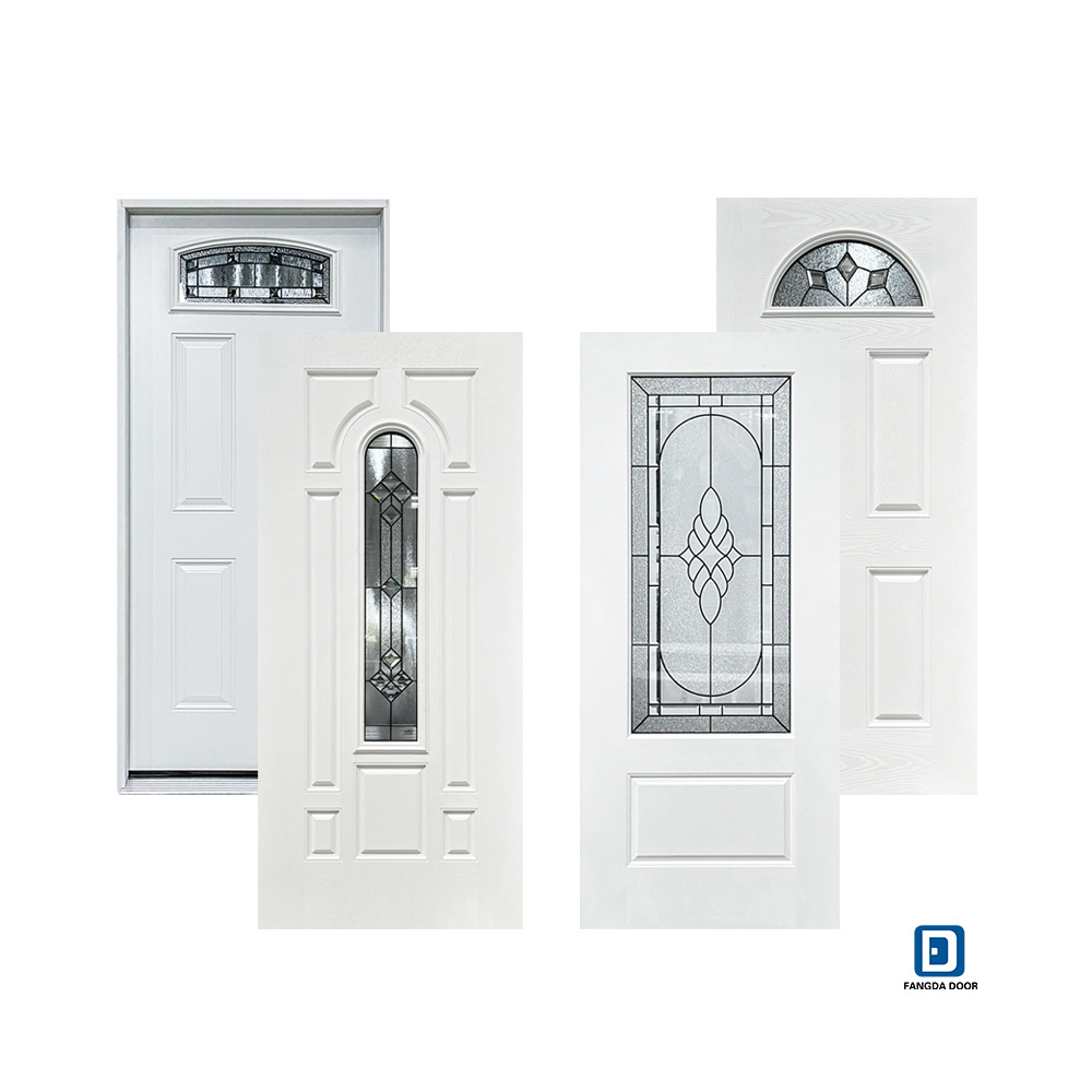 Hot sale modern houses fiberglass wood entry front doors