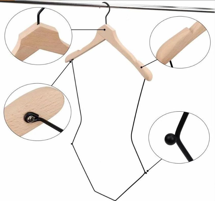 Customized High Quality Design Logo Metal Wire Full Body Shape Wooden Swimwear Swimsuit Bikini Hangers