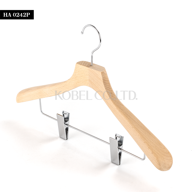 Japanese Luxury Wooden Hanger with Clip Bar for other furniture HA0142P_0256 Japanese Wooden Hanger Pants Bar Clothes Hanger