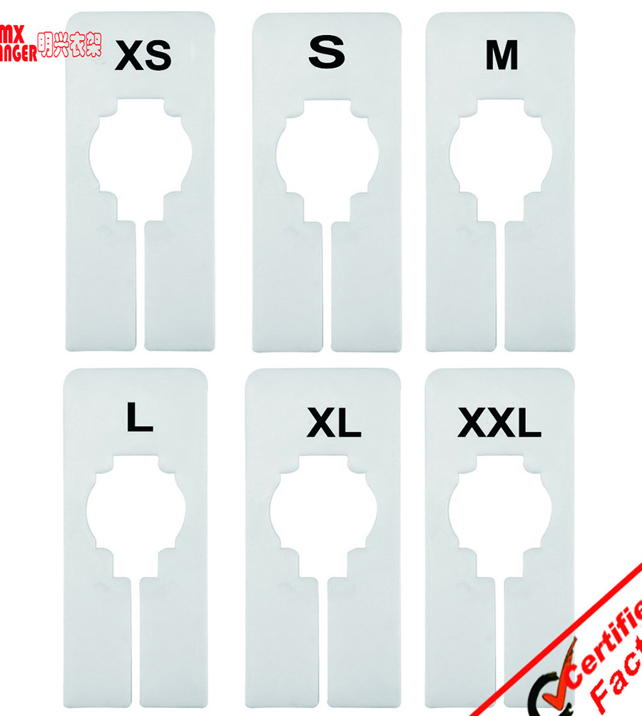 Plastic Rectangular Size Dividers - XS,S,M,L,XL,XXL Blank Rectangular Size Dividers for Retail Clothing Rack