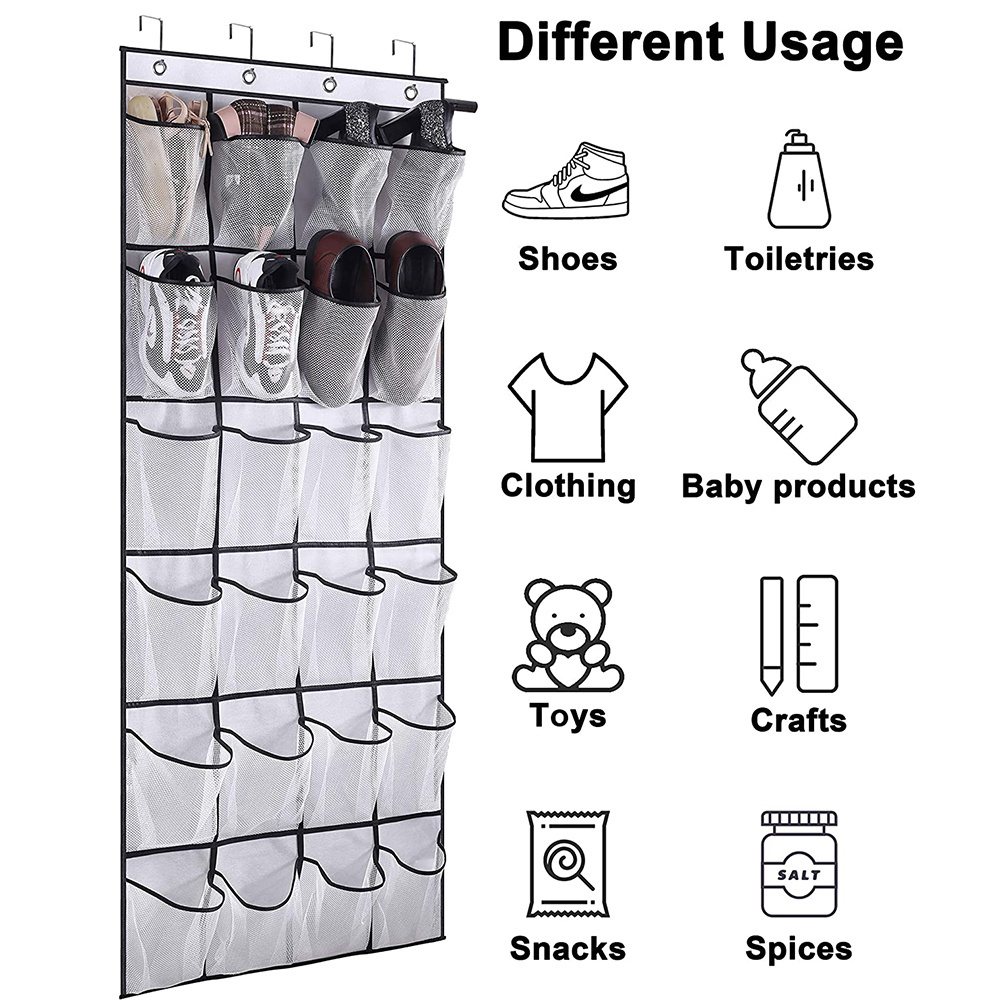 24 Large Mesh Pockets Closet Storage Holders Racks Bag Over The Door Shoe Hanging Organizer