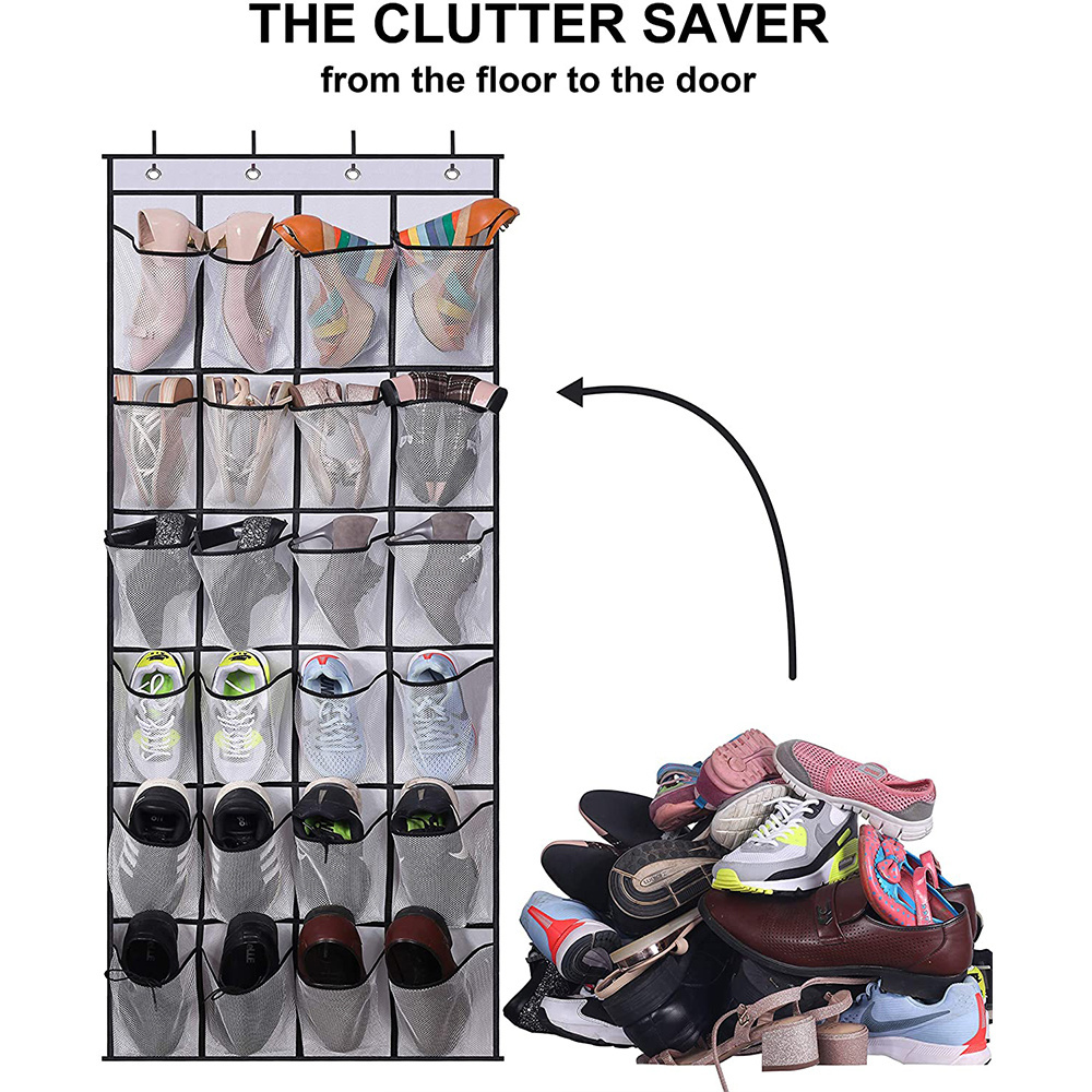 24 Large Mesh Pockets Closet Storage Holders Racks Bag Over The Door Shoe Hanging Organizer