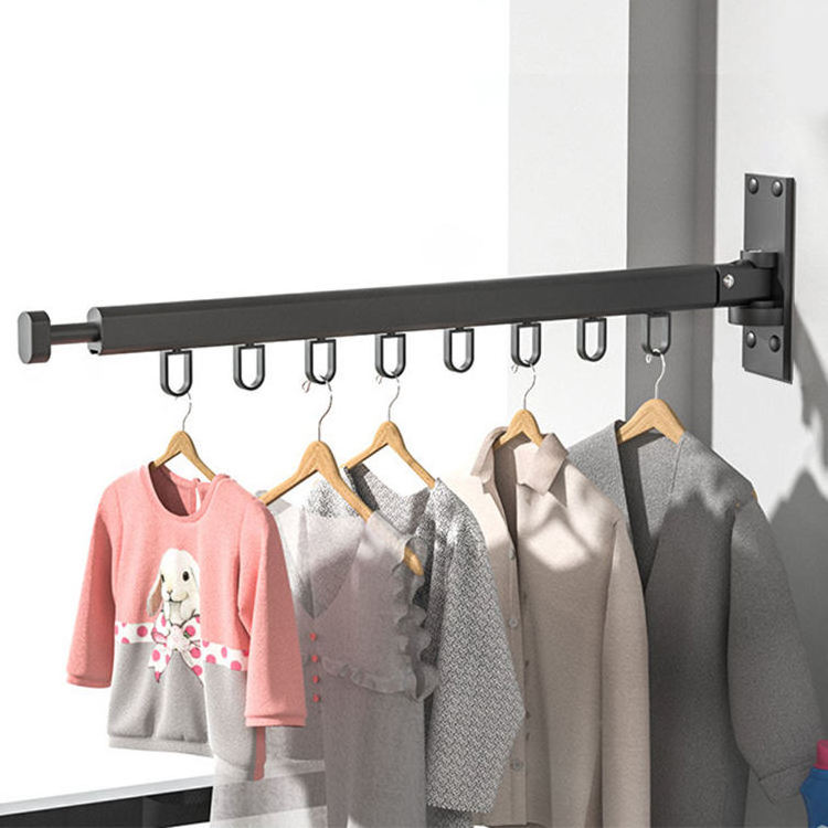 LINDON  Metal Wall Mounted Clothes Drying Rack Folding Towel Racks Laundry Use with Hooks