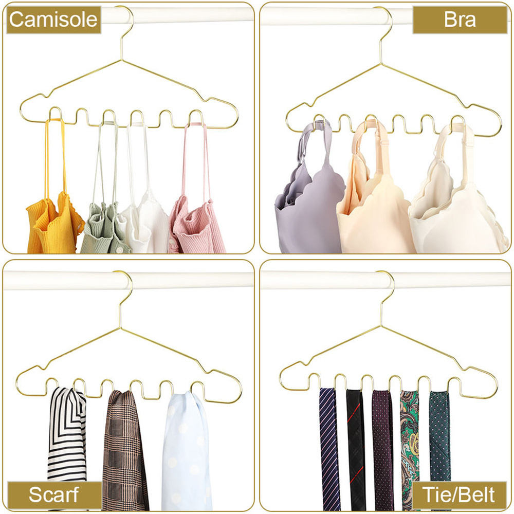 LINDON Wavy Design Hangers Multipurpose Gold Metal Hangers for Hanging Bra Vests Scarves Belt