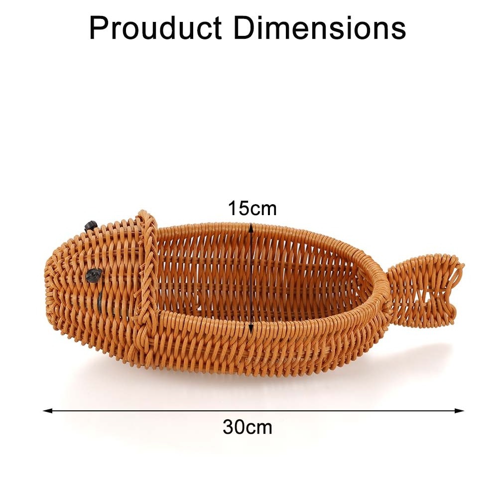 LINDIN Hot sales Cute Small Animal Shape Fish Shape Design Rattan Handicraft Storage Baskets for Decor