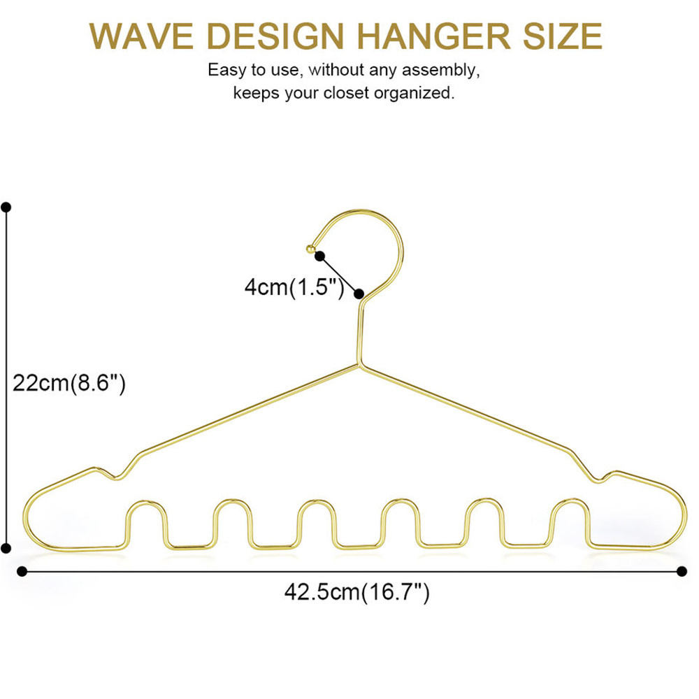 LINDON Wavy Design Hangers Multipurpose Gold Metal Hangers for Hanging Bra Vests Scarves Belt