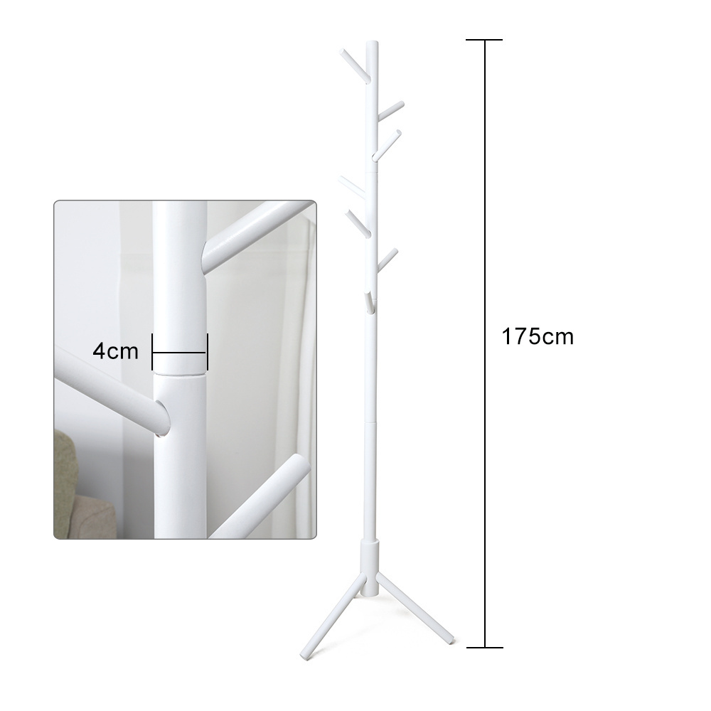 LINDON Easy To Assemble Freestanding Adjustable Wooden Coat Tree Coat Rack Clothes Tree Cloth Hanger Stand