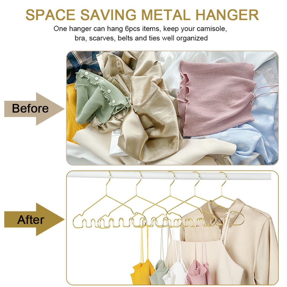 LINDON Wavy Design Hangers Multipurpose Gold Metal Hangers for Hanging Bra Vests Scarves Belt