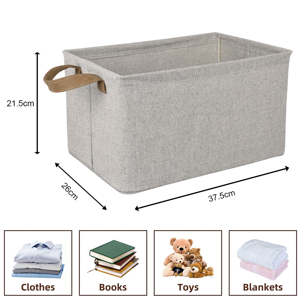 LINDON Closet Organizing Collapsible Storage Bins Fabric Storage Basket with Handle