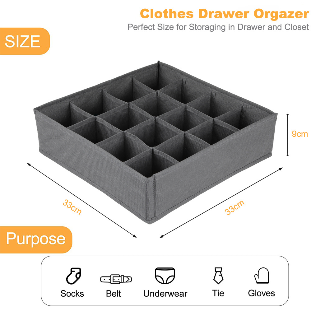 LINDON Fabric Foldable Closet Organizers Sock Underwear Organizer Drawer Storage Box Drawer Organizer